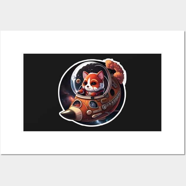 Red Panda Astronaut Pirate Sticker Wall Art by Walford-Designs